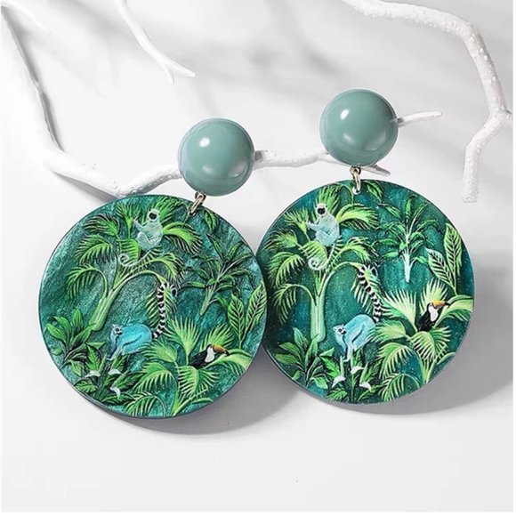 Zara Jewelry - Zara Animal Print Big Round Earrings